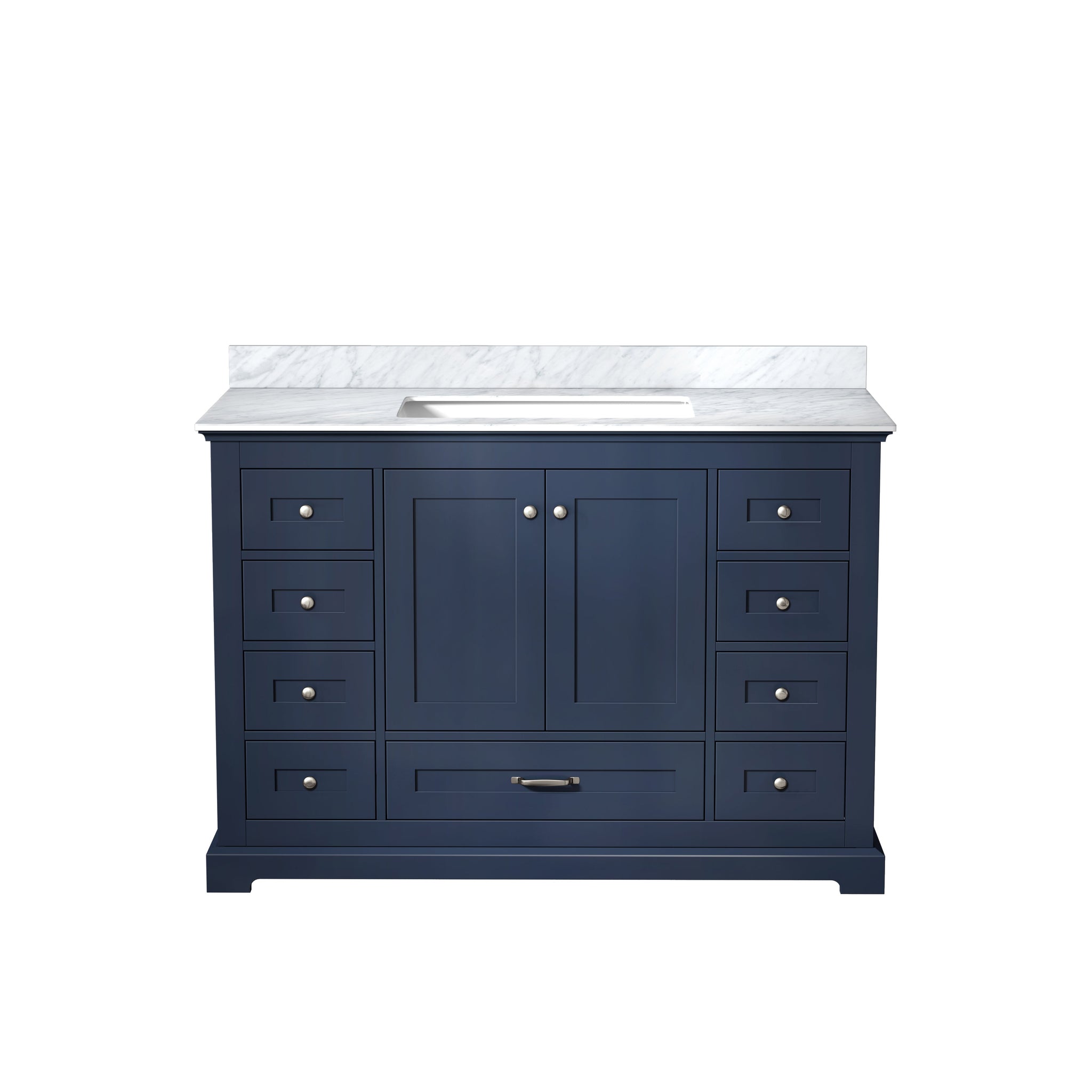 Dukes 48 in. Freestanding Bathroom Vanity with White Carrara Marble Top, White Square Sink