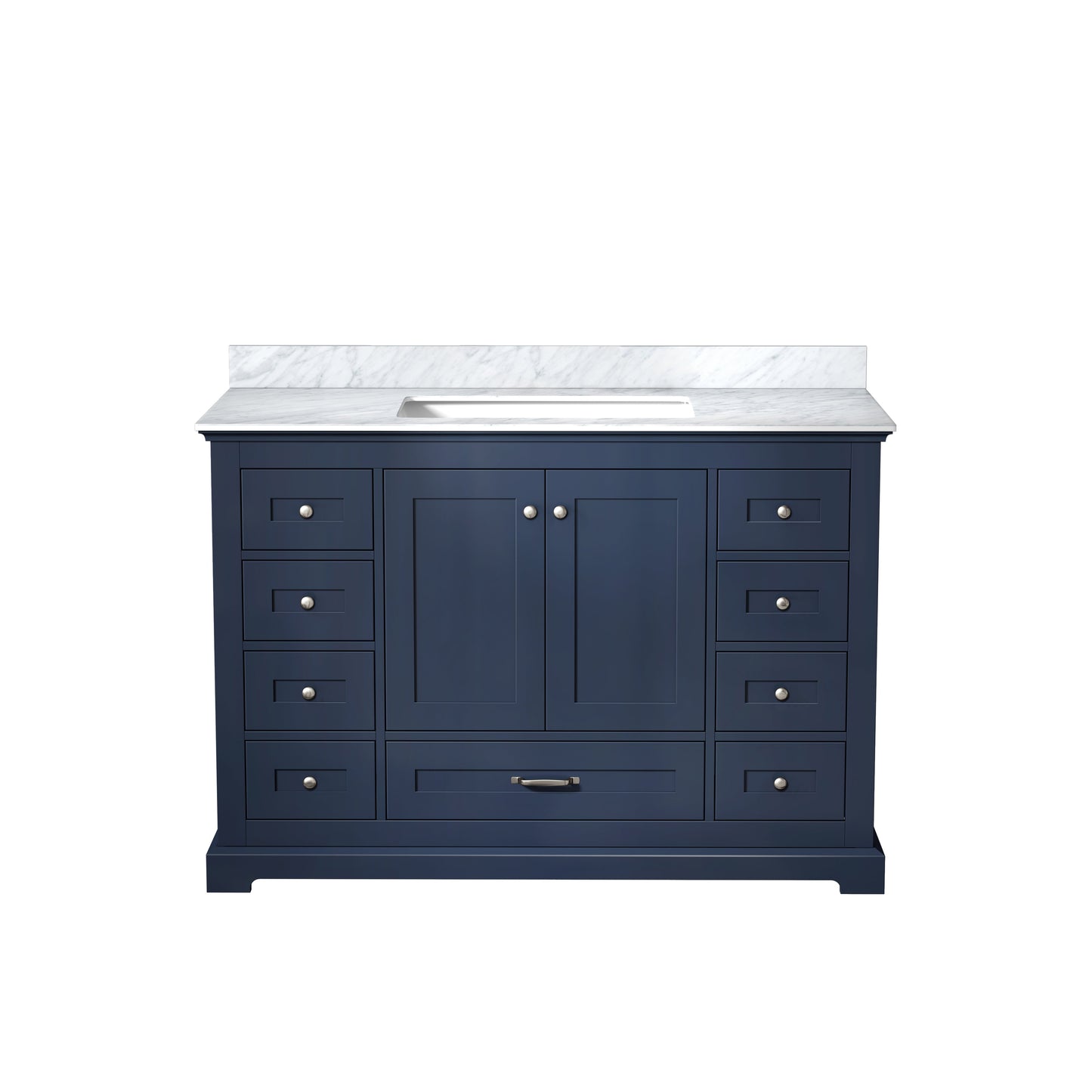 Dukes 48 in. Freestanding Bathroom Vanity with White Carrara Marble Top, White Square Sink