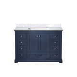 Dukes 48 in. Freestanding Bathroom Vanity with White Carrara Marble Top, White Square Sink