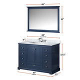 Dukes 48 in. Freestanding Bathroom Vanity with White Carrara Marble Top, White Square Sink