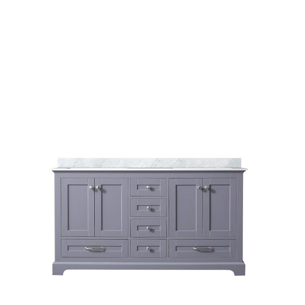 Dukes 60 in. Freestanding Bathroom Vanity with White Carrara Marble Top, White Square Sink