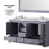 Dukes 60 in. Freestanding Bathroom Vanity with White Carrara Marble Top, White Square Sink