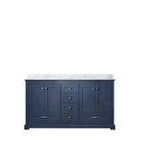 Dukes 60 in. Freestanding Bathroom Vanity with White Carrara Marble Top, White Square Sink