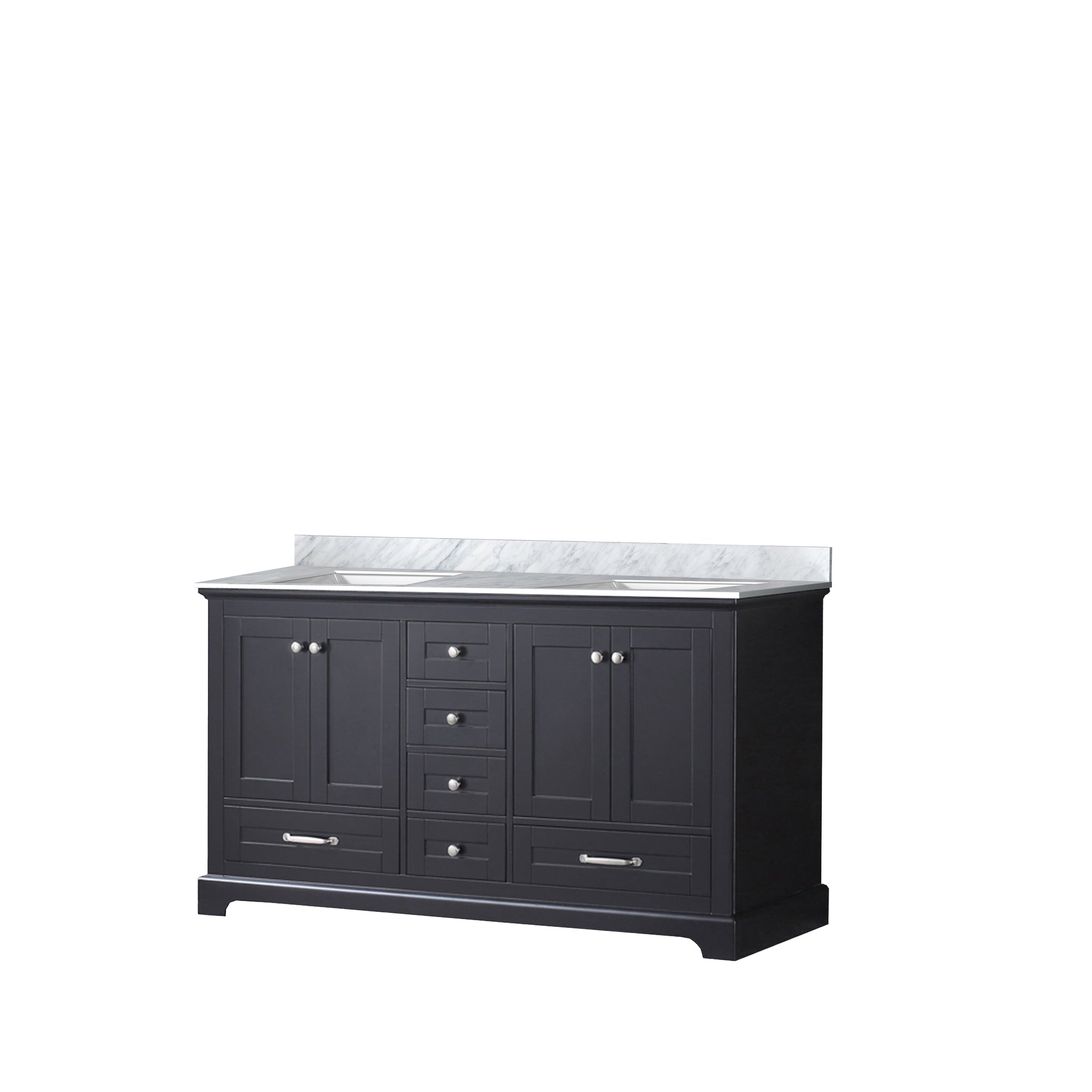 Dukes 60 in. Bathroom Freestanding Bathroom Vanity With Undermount Ceramic Sink with White Carrara Marble Top