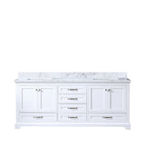 Dukes 80 in. Bathroom Freestanding Bathroom Vanity With Undermount Ceramic Sink with White Carrara Marble Top