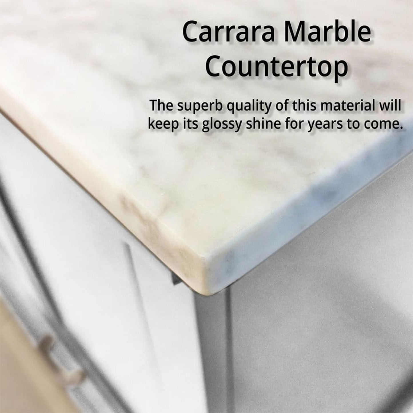 Dukes 80 in. Bathroom Freestanding Bathroom Vanity With Undermount Ceramic Sink with White Carrara Marble Top