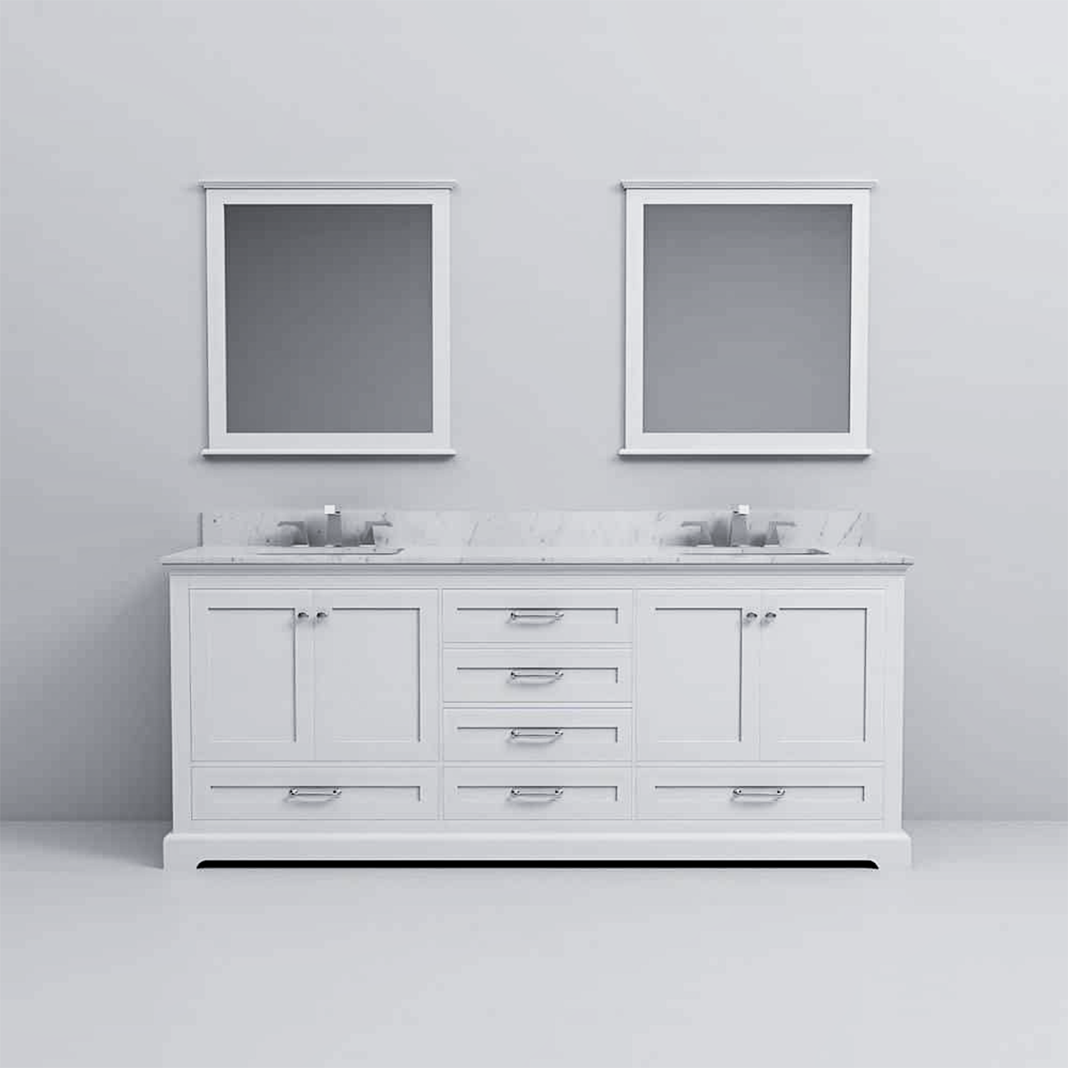 Dukes 80 in. Bathroom Freestanding Bathroom Vanity With Undermount Ceramic Sink with White Carrara Marble Top