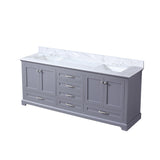 Dukes 80 in. Freestanding Bathroom Vanity with White Carrara Marble Top, White Square Sink