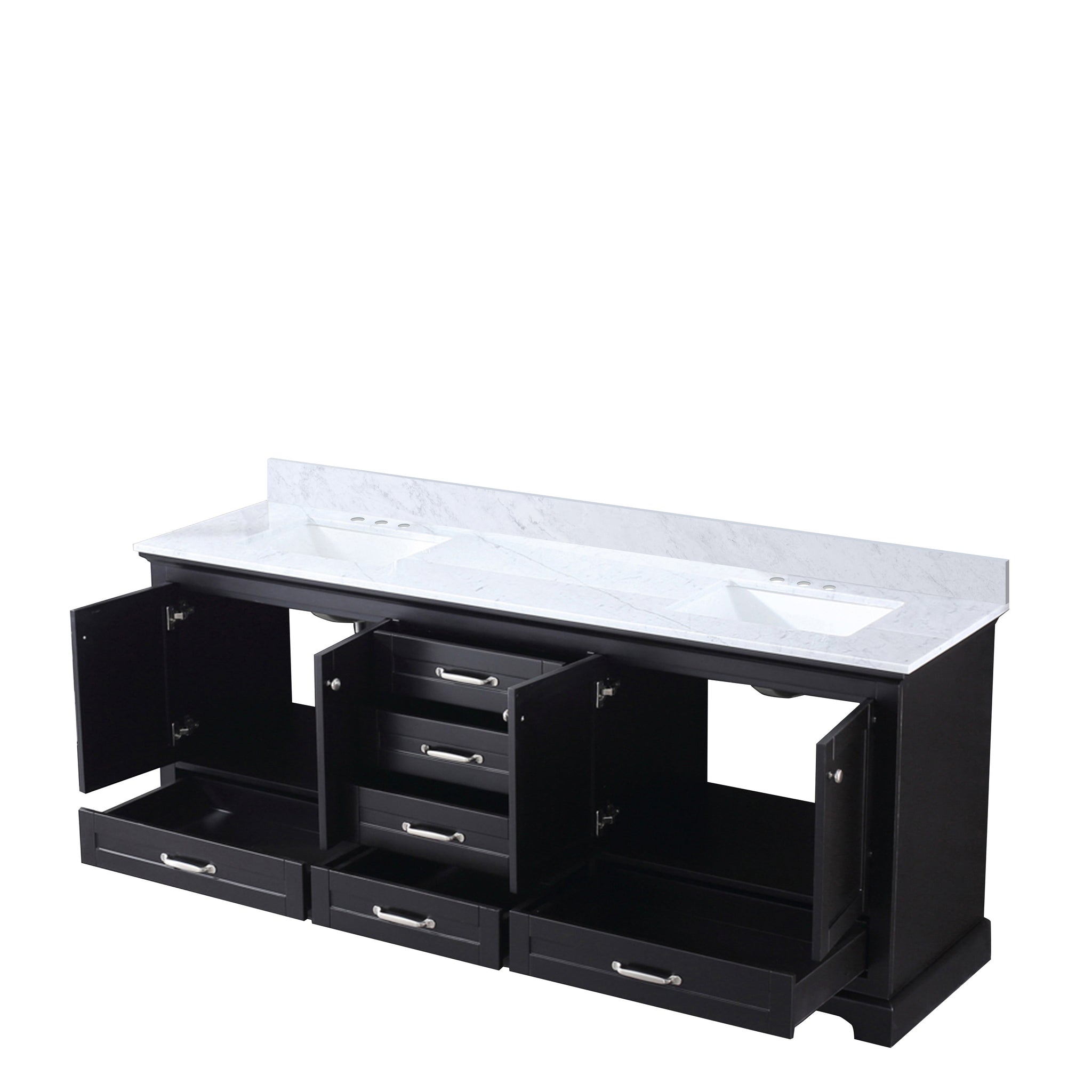 Dukes 80 in. Bathroom Freestanding Bathroom Vanity With Undermount Ceramic Sink with White Carrara Marble Top