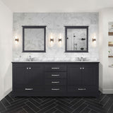 Dukes 80 in. Bathroom Freestanding Bathroom Vanity With Undermount Ceramic Sink with White Carrara Marble Top