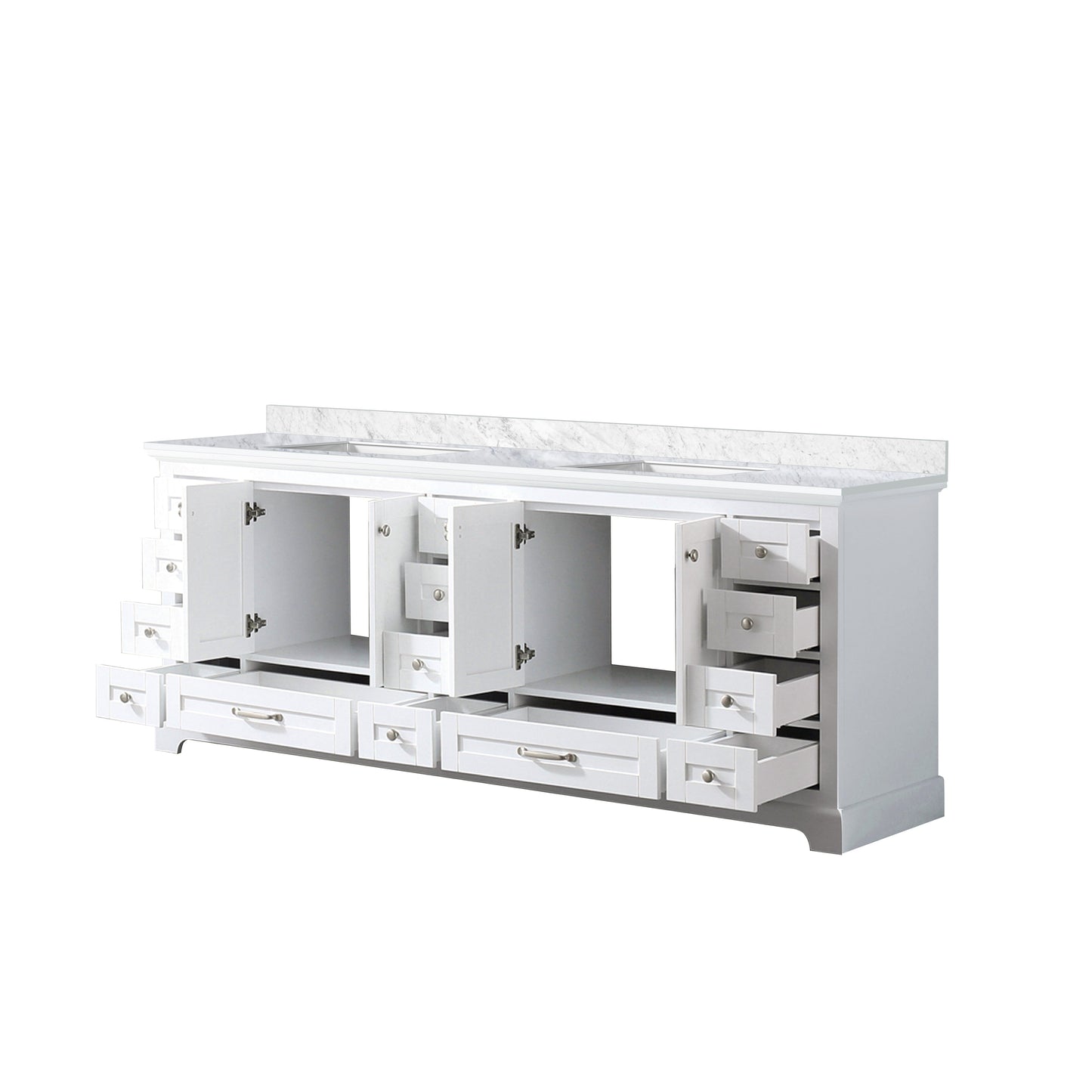Dukes 84 in. Bathroom Freestanding Bathroom Vanity With Undermount Ceramic Sink with White Carrara Marble Top