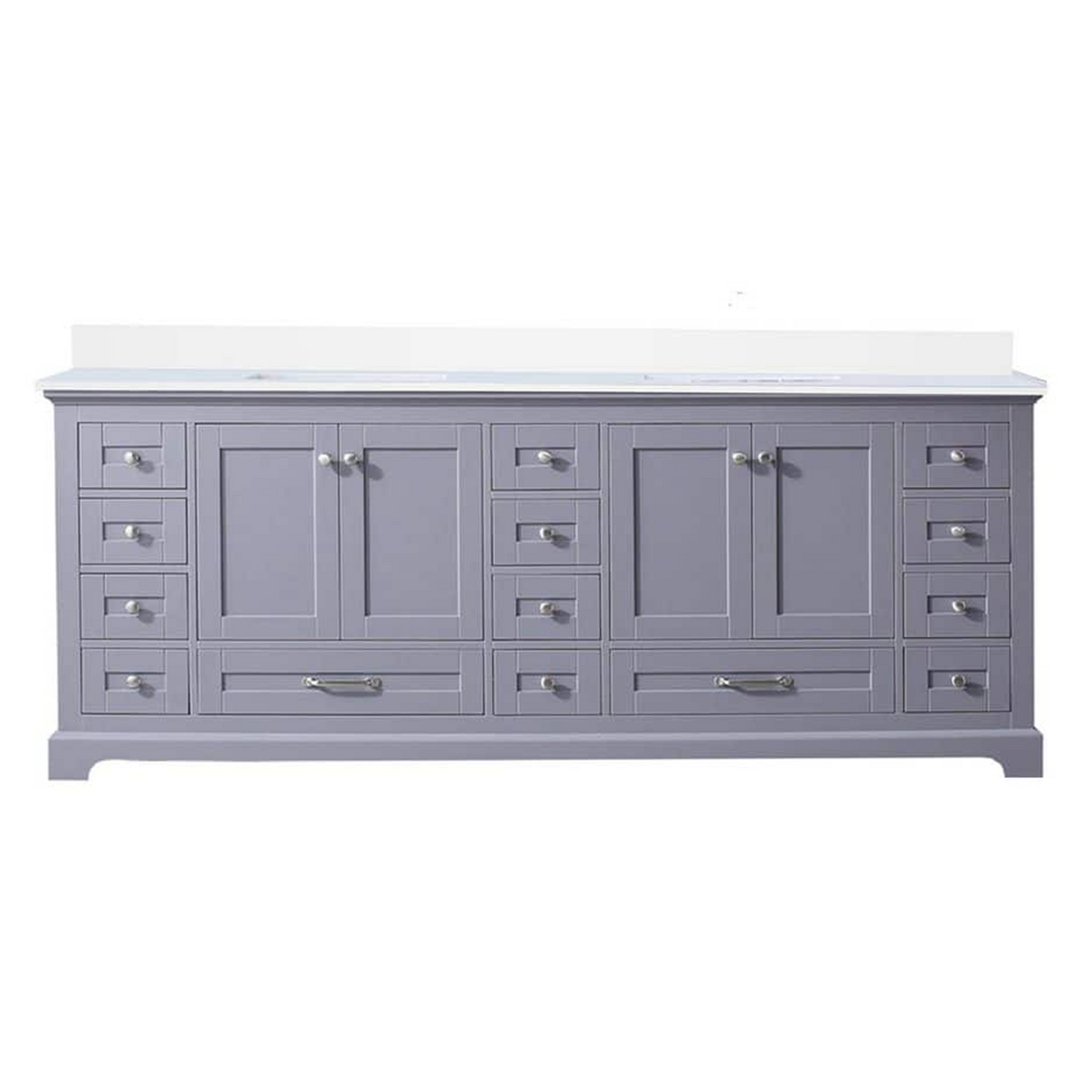 Dukes 84 in. Freestanding Bathroom Vanity with White Quartz Top, White Square Sink