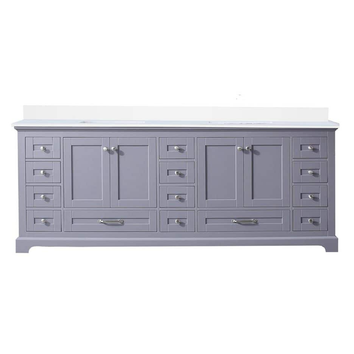 Dukes 84 in. Freestanding Bathroom Vanity with White Quartz Top, White Square Sink