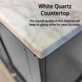 Dukes 84 in. Freestanding Bathroom Vanity with White Quartz Top, White Square Sink