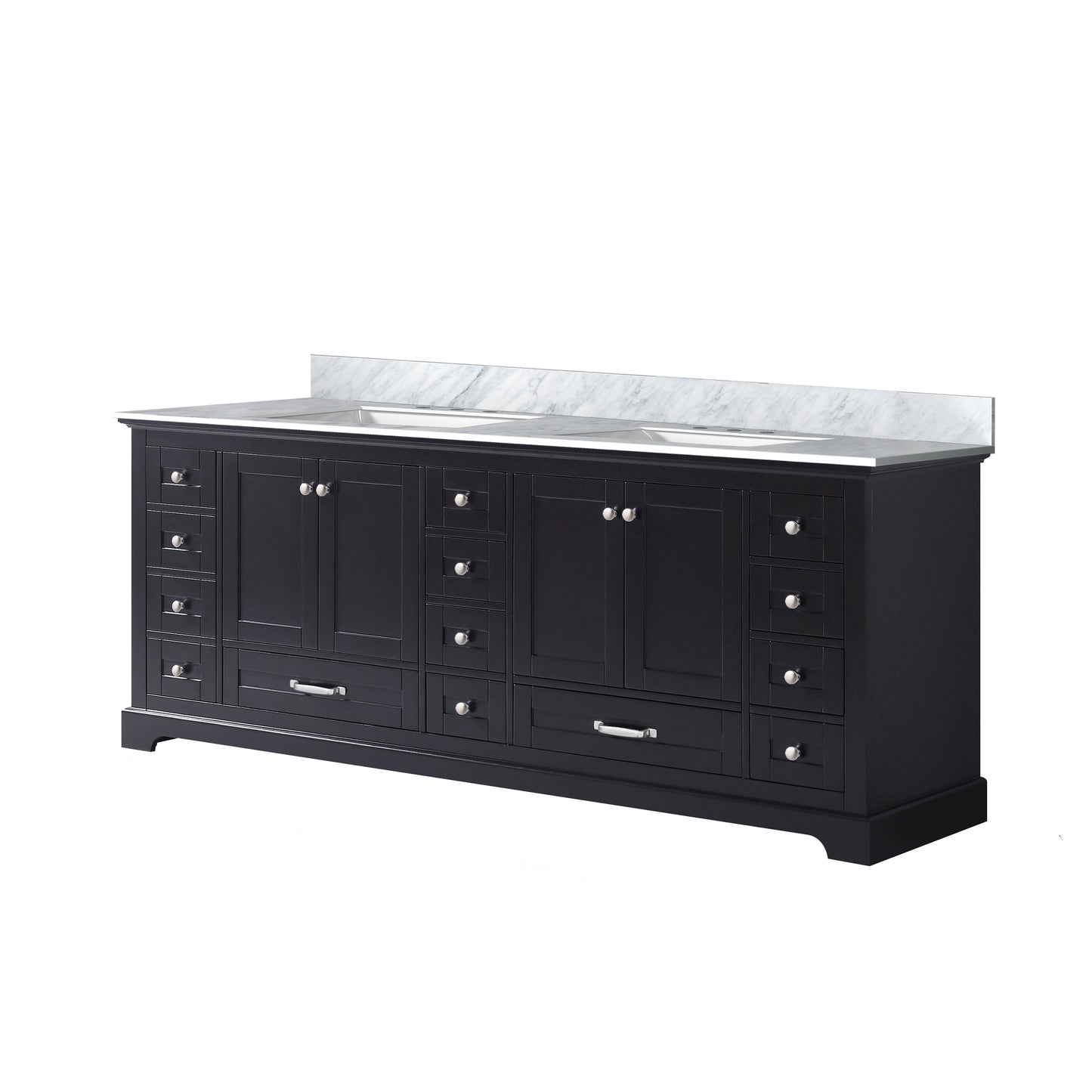 Dukes 84 in. Bathroom Freestanding Bathroom Vanity With Undermount Ceramic Sink with White Carrara Marble Top