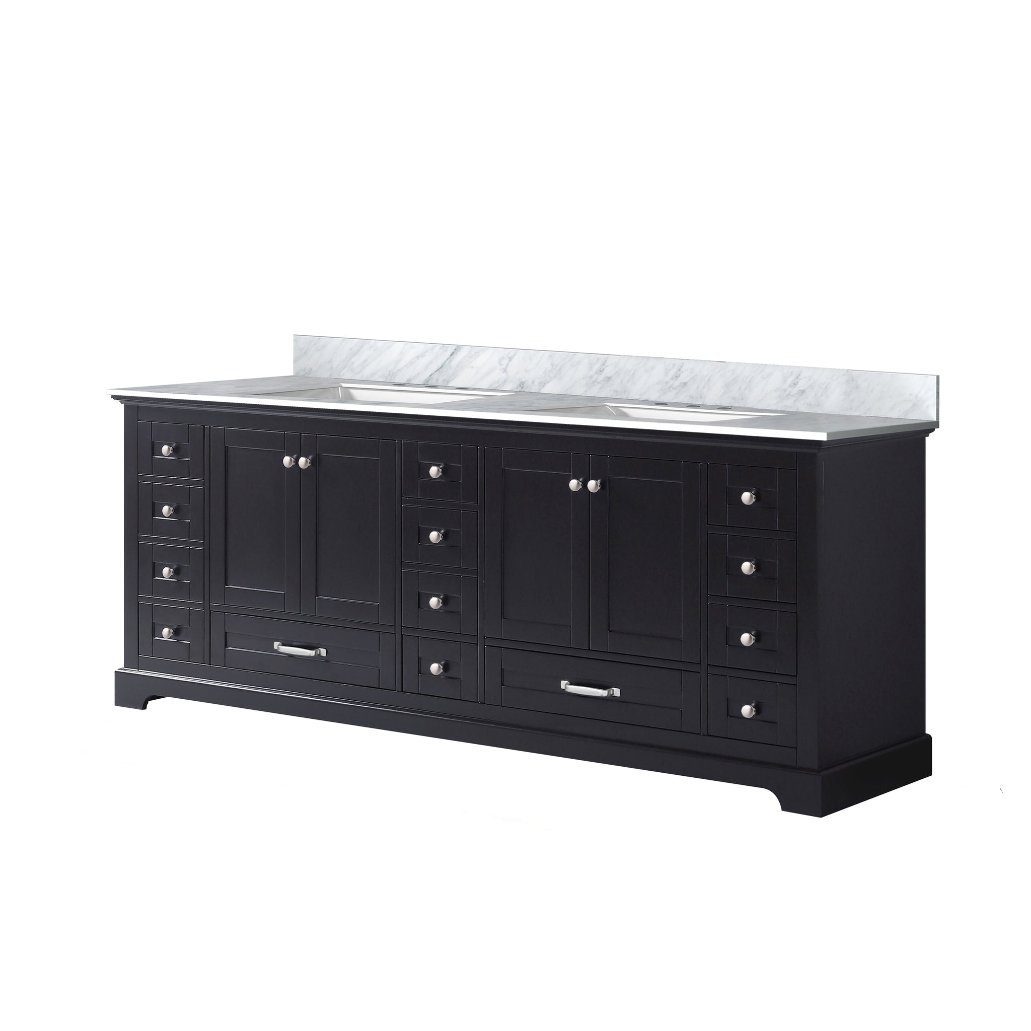 Dukes 84 in. Bathroom Freestanding Bathroom Vanity With Undermount Ceramic Sink with White Carrara Marble Top
