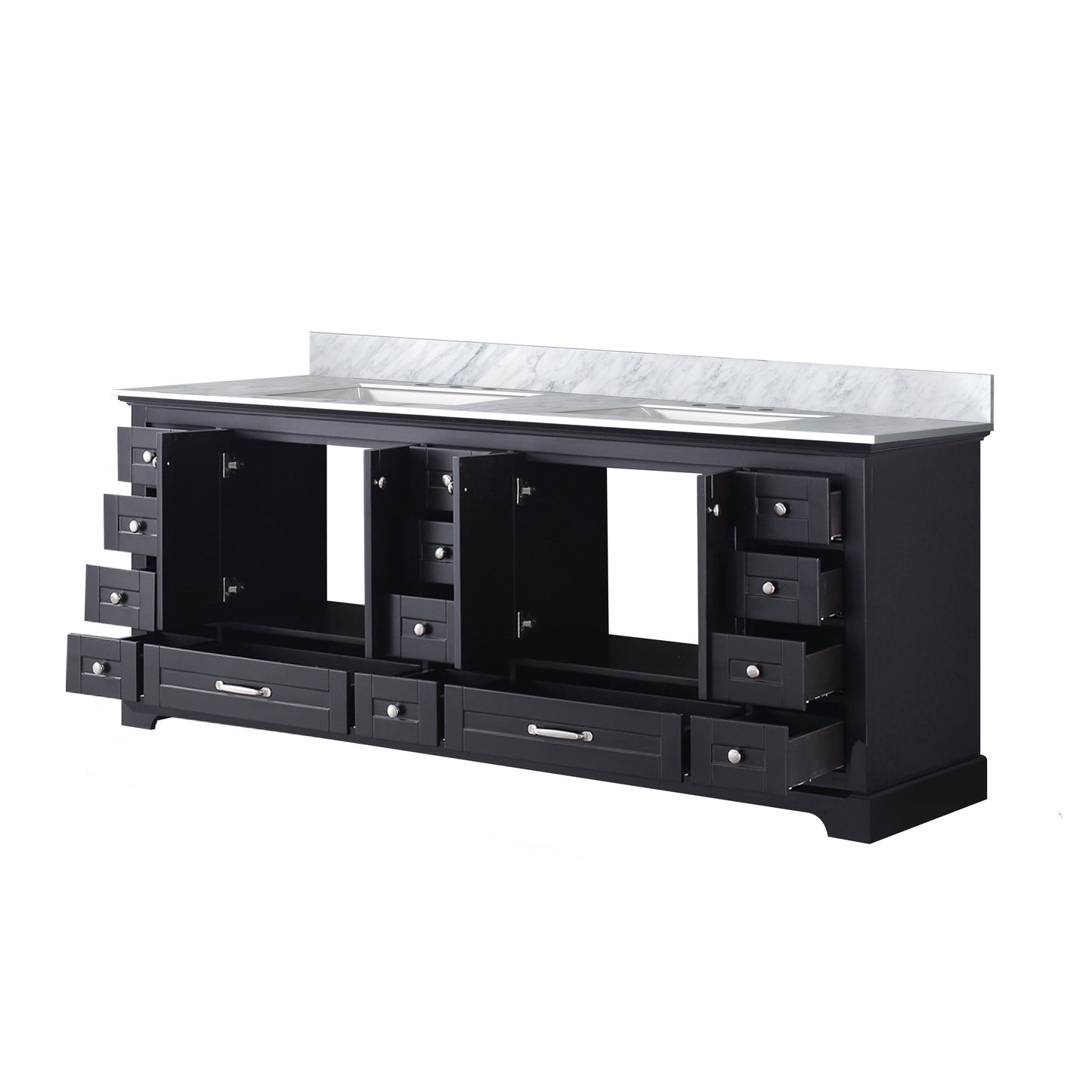 Dukes 84 in. Bathroom Freestanding Bathroom Vanity With Undermount Ceramic Sink with White Carrara Marble Top