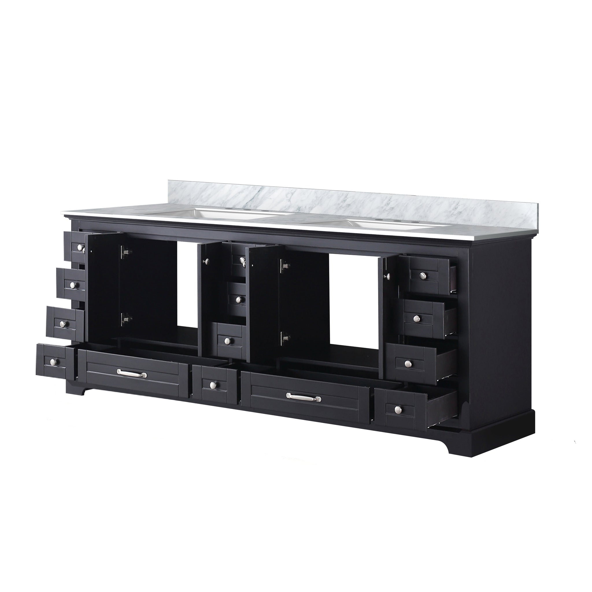 Dukes 84 in. Bathroom Freestanding Bathroom Vanity With Undermount Ceramic Sink with White Carrara Marble Top