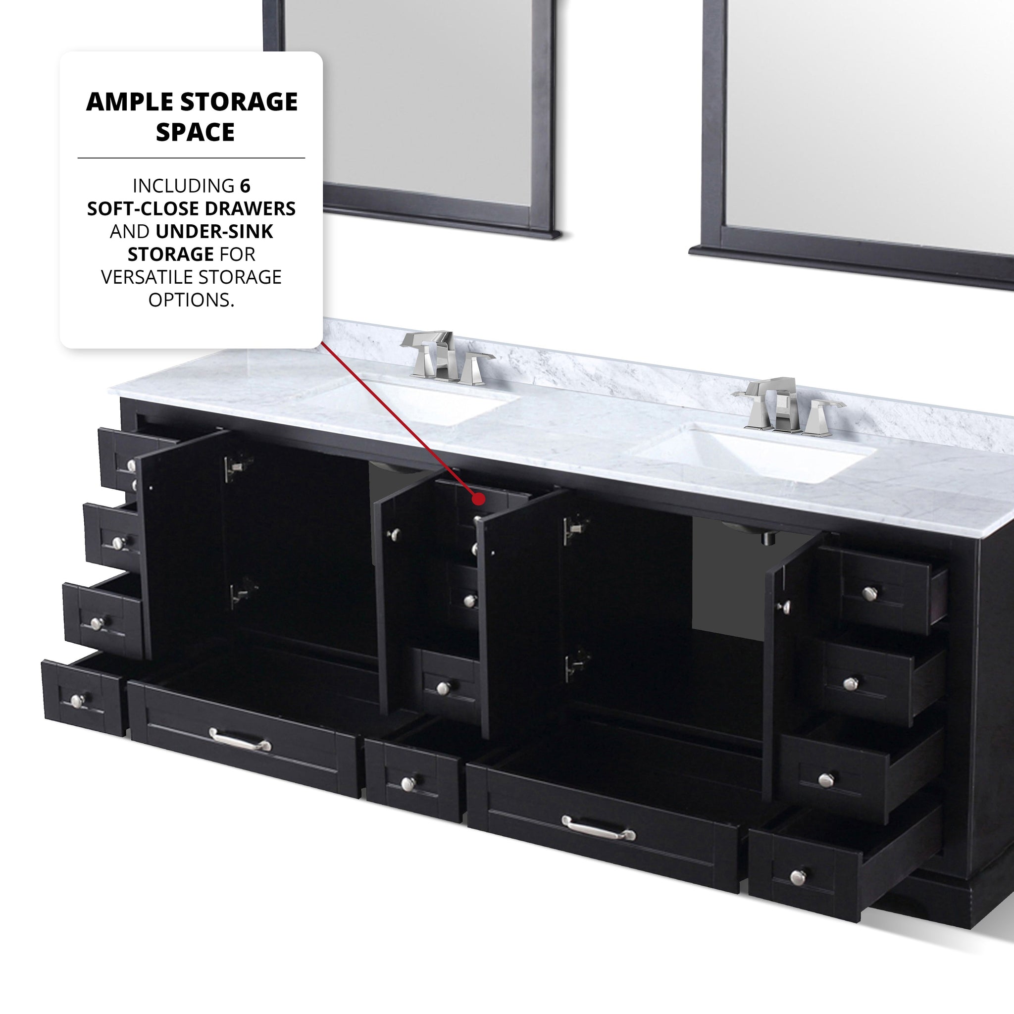 Dukes 84 in. Bathroom Freestanding Bathroom Vanity With Undermount Ceramic Sink with White Carrara Marble Top