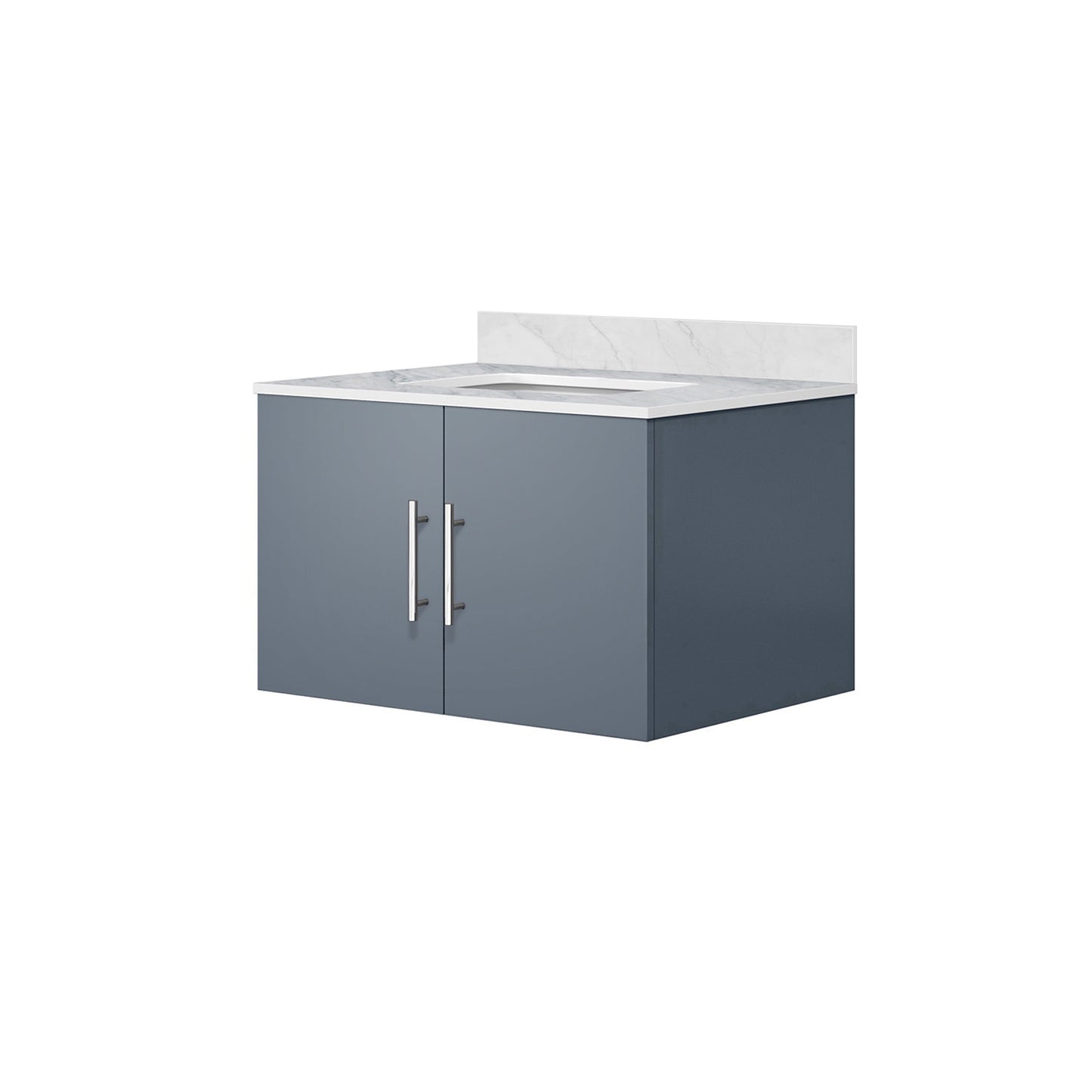 Geneva 30 in. Bathroom Floating Bathroom Vanity With Undermount Ceramic Sink With White Carrara Marble Top