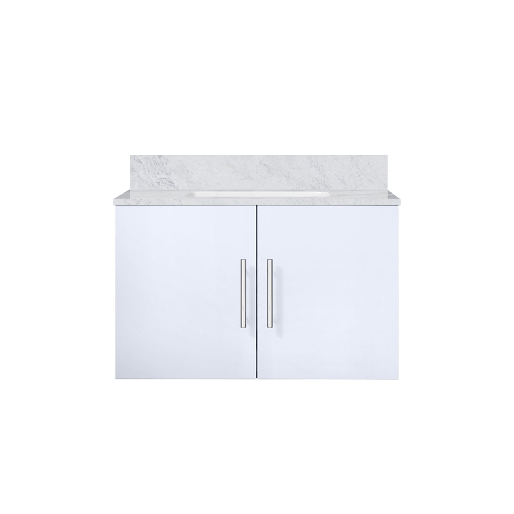 Geneva 30 in. Bathroom Floating Bathroom Vanity With Undermount Ceramic Sink With White Carrara Marble Top