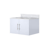 Geneva 30 in. Bathroom Floating Bathroom Vanity With Undermount Ceramic Sink With White Carrara Marble Top