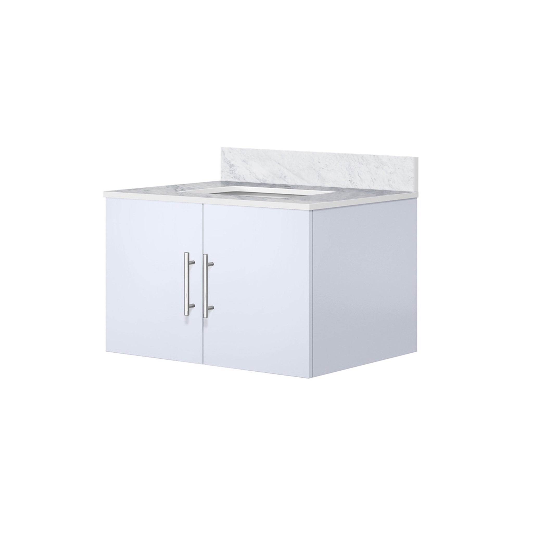 Geneva 30 in. Bathroom Floating Bathroom Vanity With Undermount Ceramic Sink With White Carrara Marble Top