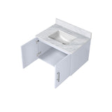 Geneva 30 in. Bathroom Floating Bathroom Vanity With Undermount Ceramic Sink With White Carrara Marble Top