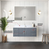 Geneva 48 in. Bathroom Floating Bathroom Vanity With Undermount Ceramic Sink With White Carrara Marble Top