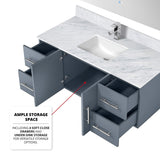 Geneva 48 in. Bathroom Floating Bathroom Vanity With Undermount Ceramic Sink With White Carrara Marble Top