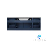 Geneva 48" Navy Blue Single Vanity, White Carrara Marble Top, White Square Sink and 48" LED Mirror