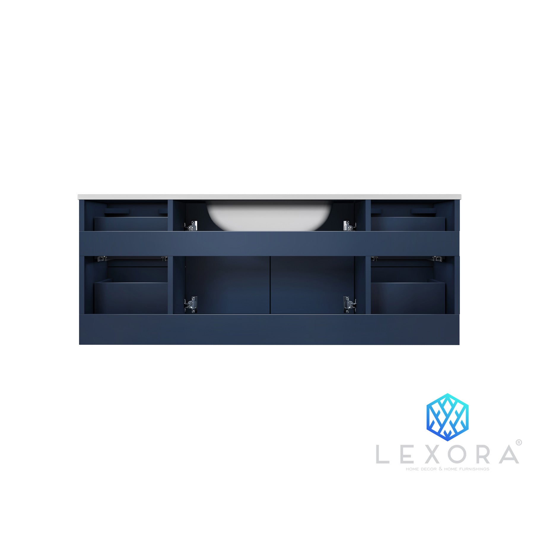 Geneva 48" Navy Blue Single Vanity, White Carrara Marble Top, White Square Sink and 48" LED Mirror w/ Faucet