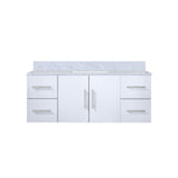 Geneva 48 in. Bathroom Floating Bathroom Vanity With Undermount Ceramic Sink With White Carrara Marble Top
