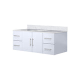 Geneva 48 in. Bathroom Floating Bathroom Vanity With Undermount Ceramic Sink With White Carrara Marble Top