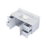 Geneva 48 in. Bathroom Floating Bathroom Vanity With Undermount Ceramic Sink With White Carrara Marble Top