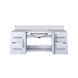 Geneva 48 in. Bathroom Floating Bathroom Vanity With Undermount Ceramic Sink With White Carrara Marble Top