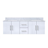 Geneva 60 in. Bathroom Floating Bathroom Vanity With Undermount Ceramic Sink With White Carrara Marble Top