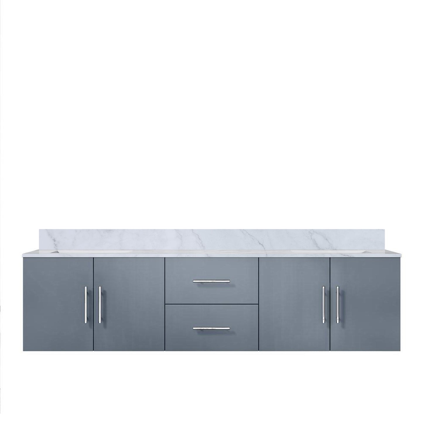 Geneva 80 in. Bathroom Floating Bathroom Vanity With Undermount Ceramic Sink With White Carrara Marble Top