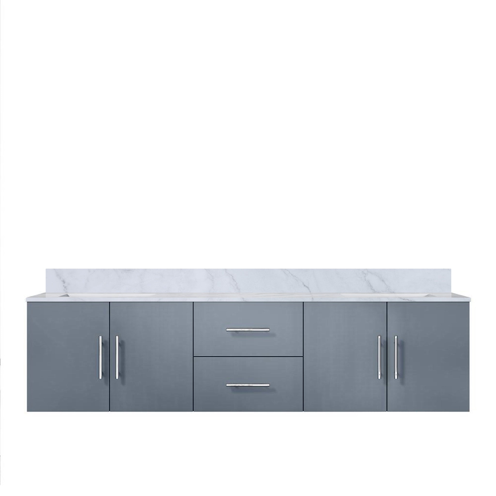 Geneva 80 in. Bathroom Floating Bathroom Vanity With Undermount Ceramic Sink With White Carrara Marble Top