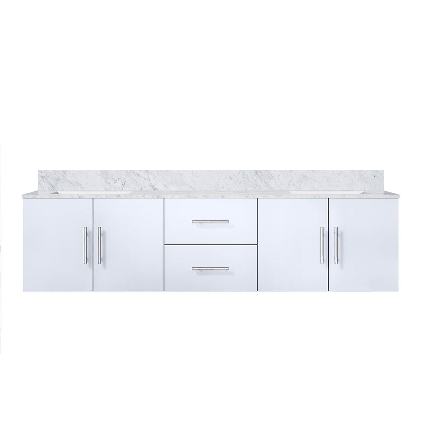 Geneva 72 in. Bathroom Floating Bathroom Vanity With Undermount Ceramic Sink With White Carrara Marble Top