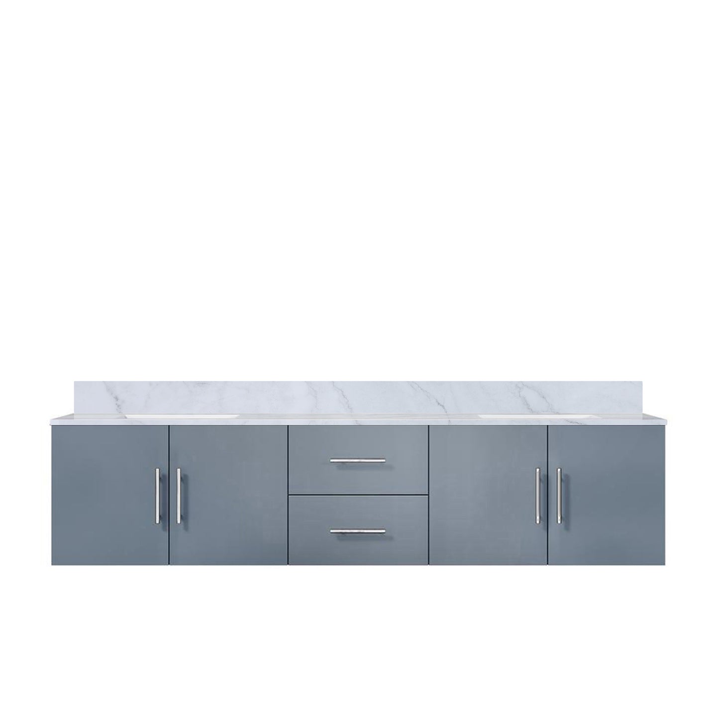 Geneva 80 in. Bathroom Floating Bathroom Vanity With Undermount Ceramic Sink With White Carrara Marble Top