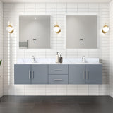 Geneva 80 in. Bathroom Floating Bathroom Vanity With Undermount Ceramic Sink With White Carrara Marble Top