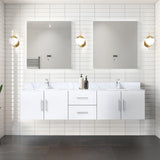 Geneva 80 in. Bathroom Floating Bathroom Vanity With Undermount Ceramic Sink With White Carrara Marble Top