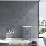 Jacques 20" Dark Grey Side Cabinet, White Carrara Marble Top