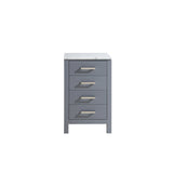 Jacques 20" Dark Grey Side Cabinet, White Carrara Marble Top