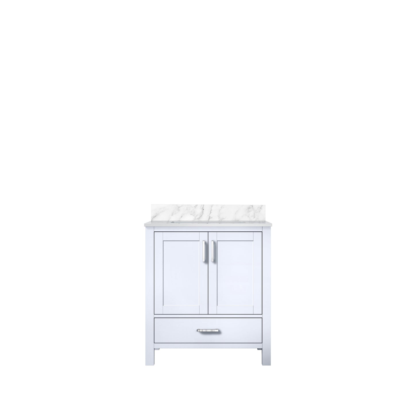 Jacques 30 in. Bathroom Freestanding Bathroom Vanity With Undermount Ceramic Sink, White Carrara Marble
