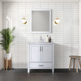 Jacques 30 in. Bathroom Freestanding Bathroom Vanity With Undermount Ceramic Sink, White Carrara Marble