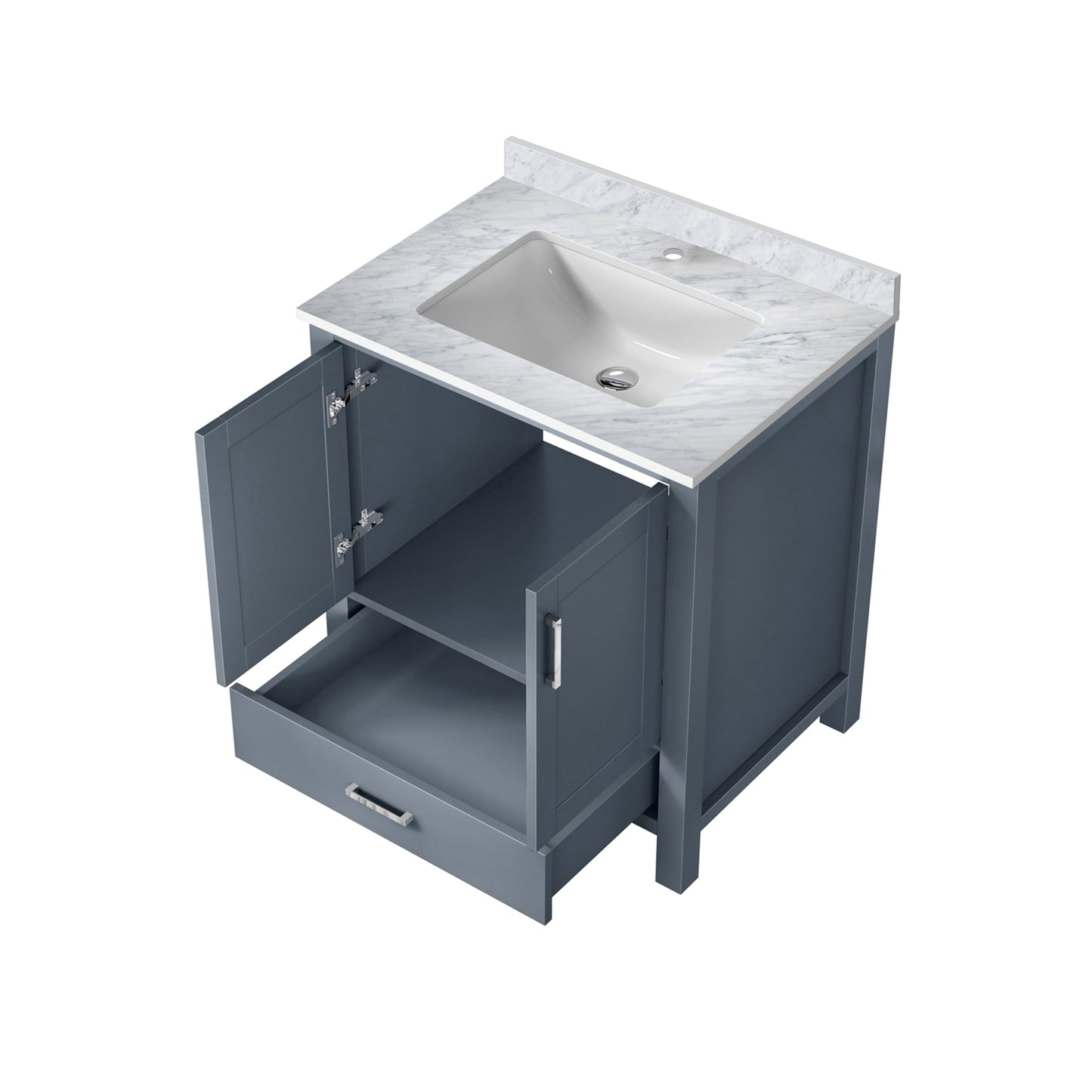 Jacques 30 in. Bathroom Freestanding Bathroom Vanity With Undermount Ceramic Sink, White Carrara Marble