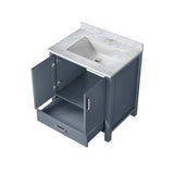 Jacques 30 in. Bathroom Freestanding Bathroom Vanity With Undermount Ceramic Sink, White Carrara Marble