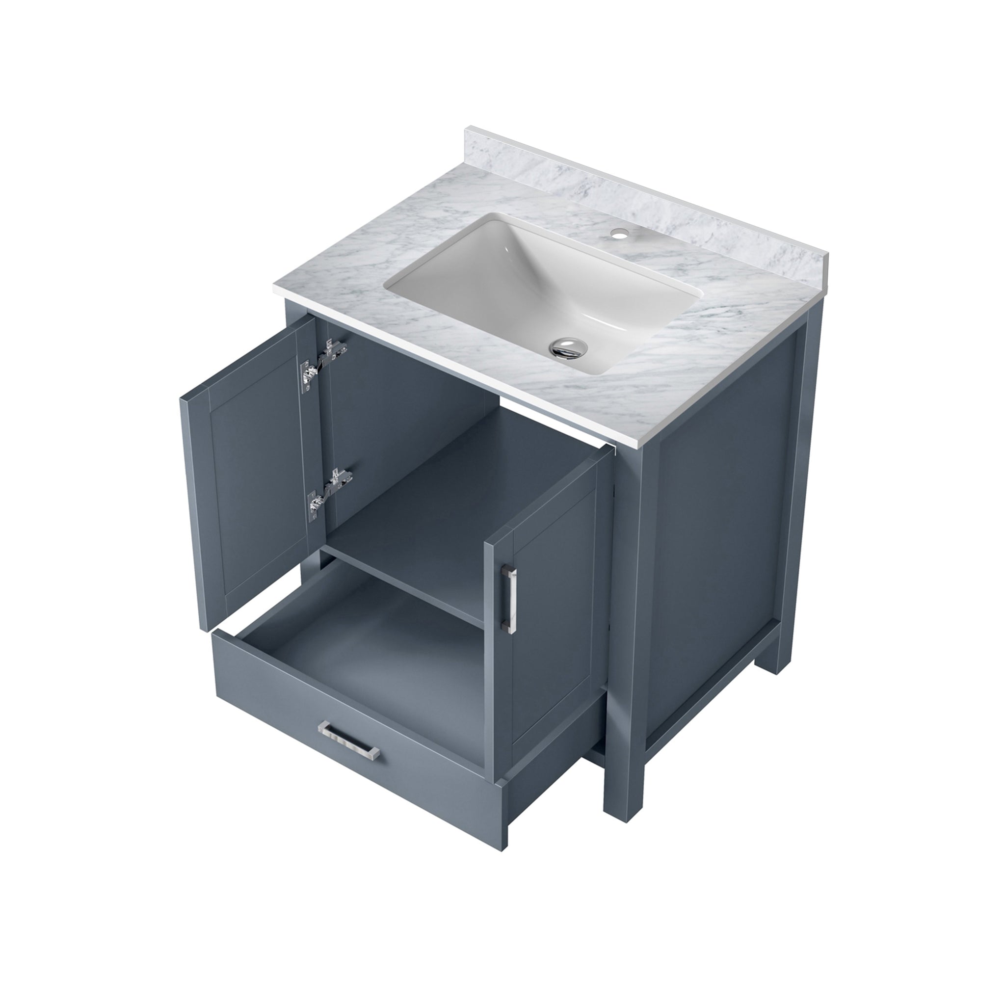 Jacques 30 in. Bathroom Freestanding Bathroom Vanity With Undermount Ceramic Sink, White Carrara Marble